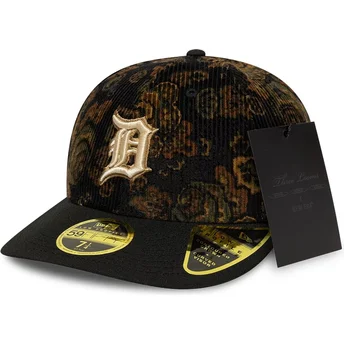 Sort buet kasket justerbar 59FIFTY Low Profile Floral Cord Three Looms Printed Corduroy fra Detroit Tigers MLB fra New Era