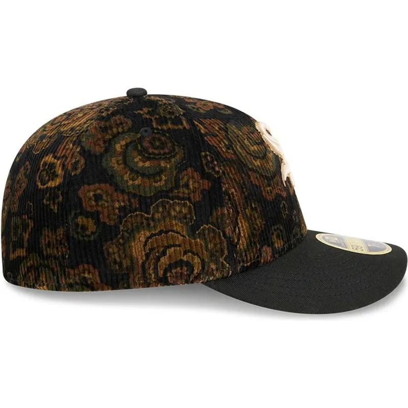 sort-buet-kasket-justerbar-59fifty-low-profile-floral-cord-three-looms-printed-corduroy-fra-chicago-white-sox-mlb-fra-new-era