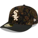 sort-buet-kasket-justerbar-59fifty-low-profile-floral-cord-three-looms-printed-corduroy-fra-chicago-white-sox-mlb-fra-new-era