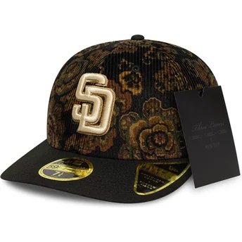 San Diego Padres MLB New Era sort buet 59FIFTY Low Profile Floral Cord Three Looms trykt fløjl kasket