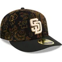 san-diego-padres-mlb-new-era-59fifty-low-profile-floral-cord-three-looms-printed-corduroy-sort-buet-justerbar-kasket