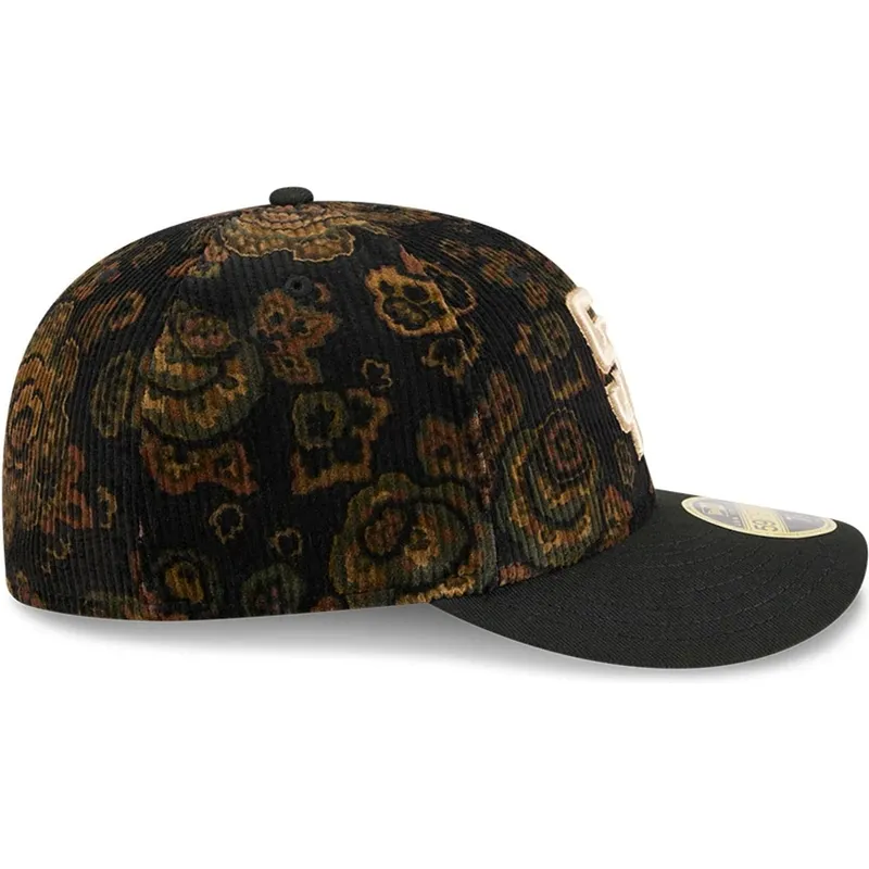 sort-buet-kasket-justerbar-59fifty-low-profile-floral-cord-three-looms-printed-corduroy-fra-san-diego-padres-mlb-fra-new-era