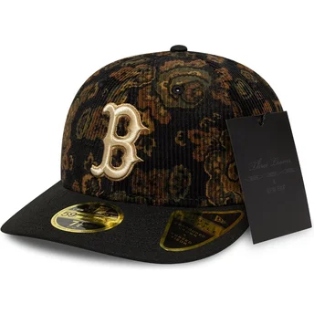 Sort buet kasket justerbar 59FIFTY Low Profile Floral Cord Three Looms Printed Corduroy fra Boston Red Sox MLB fra New Era