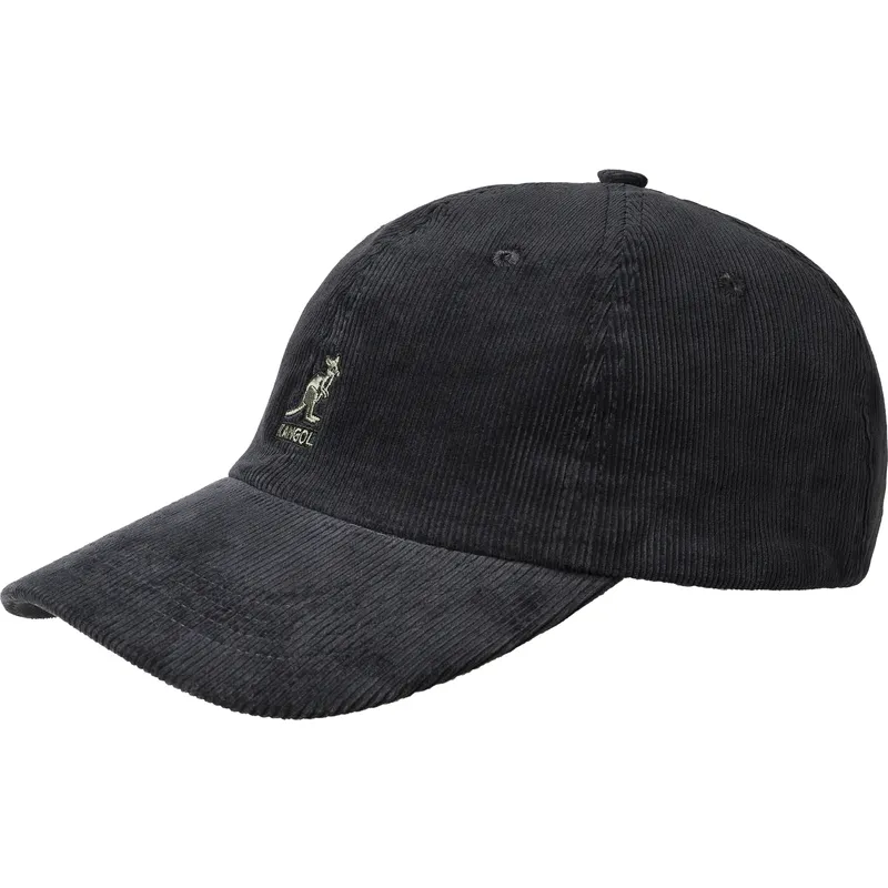 kangol-cord-baseball-sort-justerbar-sort-kasket-med-bojet-skygge