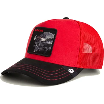 Rød og sort trucker kasket bøffel Ruthless Buffalo Suede The Farm fra Goorin Bros.