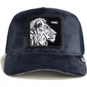 marinebla-trucker-kasket-med-love-king-lion-velour-the-farm-fra-goorin-bros