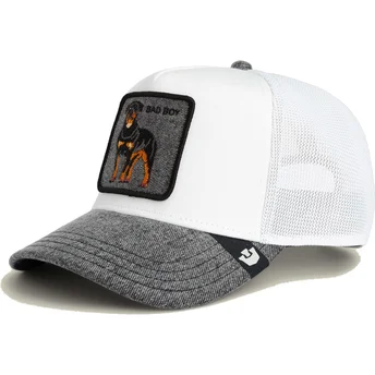 Goorin Bros. Bad Boy Denim The Farm hvid og grå rottweiler trucker kasket.