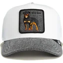 hvid-og-gra-trucker-kasket-med-rottweiler-hund-bad-boy-denim-the-farm-fra-goorin-bros