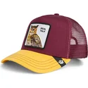 rod-og-gul-trucker-kasket-med-ugle-the-real-talk-sport-the-farm-fra-goorin-bros