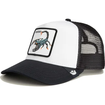 Hvid og sort skorpion Deadly The Farm trucker kasket fra Goorin Bros.