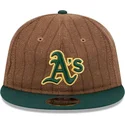 oakland-athletics-mlb-new-era-9fifty-retro-crown-uld-pinstripe-justerbar-brun-og-gron-flad-kasket