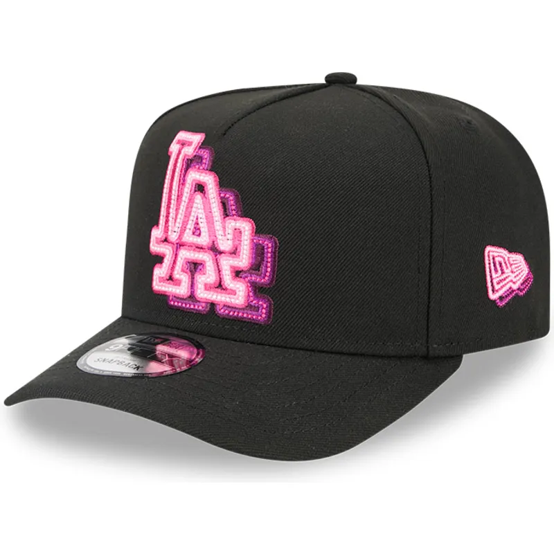 sort-buet-snapback-kasket-9fifty-a-frame-neon-fra-los-angeles-dodgers-mlb-fra-new-era