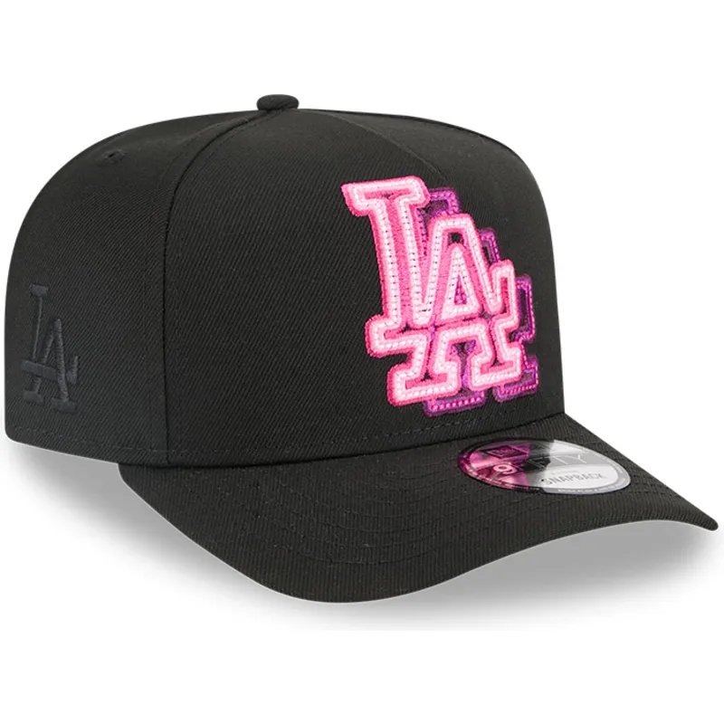 sort-buet-snapback-kasket-9fifty-a-frame-neon-fra-los-angeles-dodgers-mlb-fra-new-era