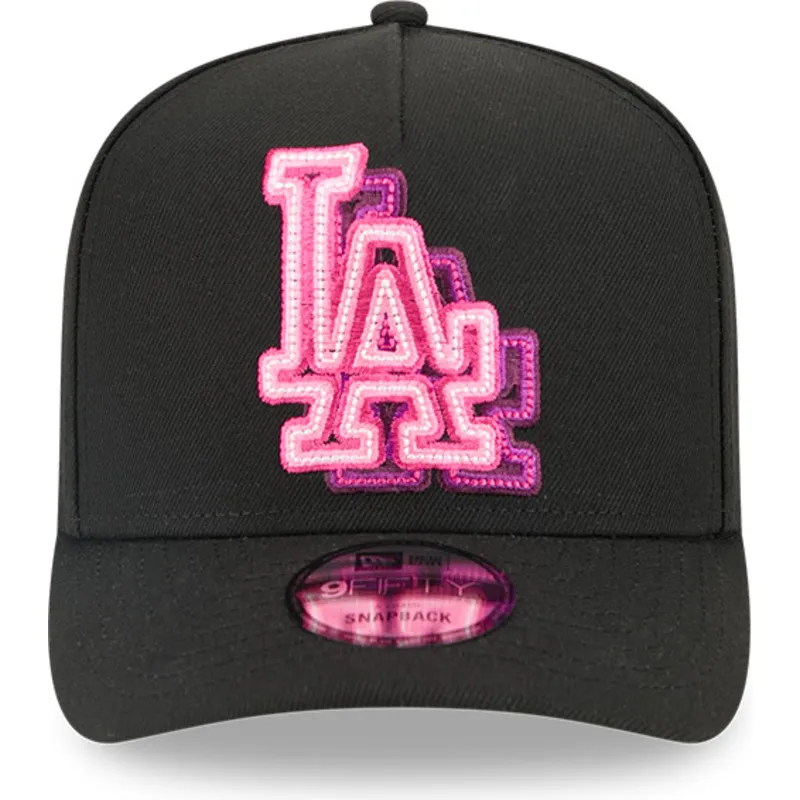 sort-buet-snapback-kasket-9fifty-a-frame-neon-fra-los-angeles-dodgers-mlb-fra-new-era