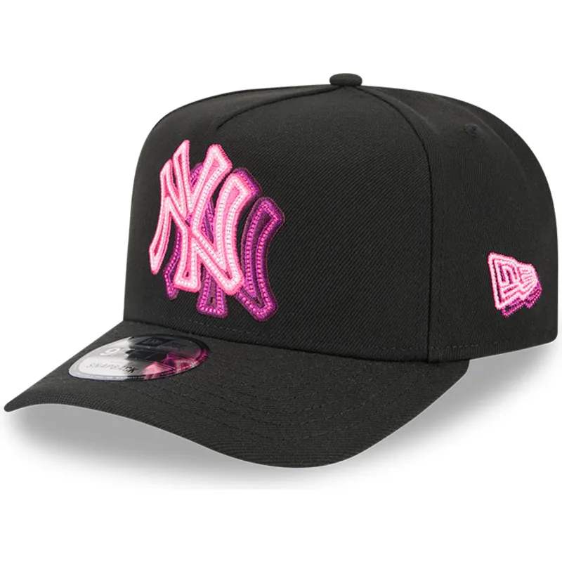 sort-buet-snapback-kasket-9fifty-a-frame-neon-fra-new-york-yankees-mlb-fra-new-era