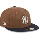 new-era-new-york-yankees-mlb-9fifty-retro-crown-uld-pinstripe-justerbar-brun-og-marinebla-flad-kasket