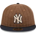 new-era-new-york-yankees-mlb-9fifty-retro-crown-uld-pinstripe-justerbar-brun-og-marinebla-flad-kasket