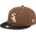 chicago-white-sox-mlb-new-era-9fifty-retro-crown-uld-pinstripe-justerbar-brun-og-sort-flad-kasket