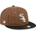 chicago-white-sox-mlb-new-era-9fifty-retro-crown-uld-pinstripe-justerbar-brun-og-sort-flad-kasket