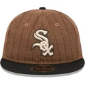 chicago-white-sox-mlb-new-era-9fifty-retro-crown-uld-pinstripe-justerbar-brun-og-sort-flad-kasket