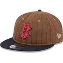 boston-red-sox-mlb-new-era-9fifty-retro-crown-uld-pinstripe-justerbar-brun-og-marinebla-flad-kasket