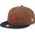 atlanta-braves-mlb-new-era-9fifty-retro-crown-uld-pinstripe-justerbar-brun-og-marinebla-fladskaerm-kasket