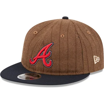 Atlanta Braves MLB New Era 9FIFTY Retro Crown Uld Pinstripe Justerbar Brun og Marineblå Fladskærm Kasket