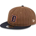 justerbar-brun-og-marinebla-fladskygget-kasket-9fifty-retro-crown-wool-pinstripe-fra-detroit-tigers-mlb-fra-new-era