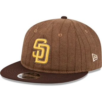 San Diego Padres MLB New Era 9FIFTY Retro Crown Uld Pinstripe Justerbar Brun Fladskygget Kasket