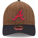 atlanta-braves-mlb-new-era-9twenty-a-frame-wool-pinstripe-justerbar-brun-og-marinebla-buet-kasket