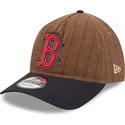 boston-red-sox-mlb-new-era-9twenty-a-frame-uld-pinstripe-justerbar-brun-og-marinebla-kurvet-kasket