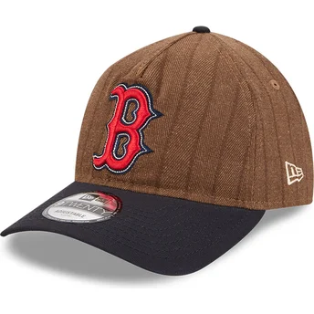 Boston Red Sox MLB New Era 9TWENTY A Frame Uld Pinstripe Justerbar Brun og Marineblå Kurvet Kasket