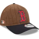 boston-red-sox-mlb-new-era-9twenty-a-frame-uld-pinstripe-justerbar-brun-og-marinebla-kurvet-kasket