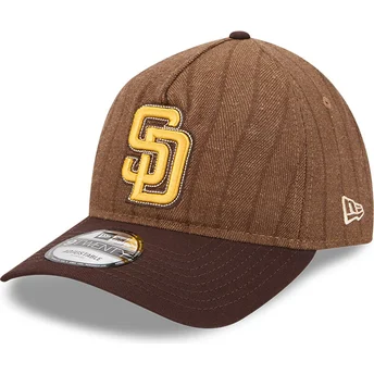 Brun justerbar kurvet kasket 9TWENTY A Frame Wool Pinstripe fra San Diego Padres MLB fra New Era