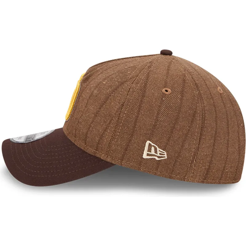 brun-justerbar-kurvet-kasket-9twenty-a-frame-wool-pinstripe-fra-san-diego-padres-mlb-fra-new-era