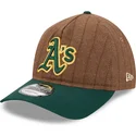 justerbar-brun-og-gron-buet-kasket-9twenty-a-frame-wool-pinstripe-fra-oakland-athletics-mlb-fra-new-era