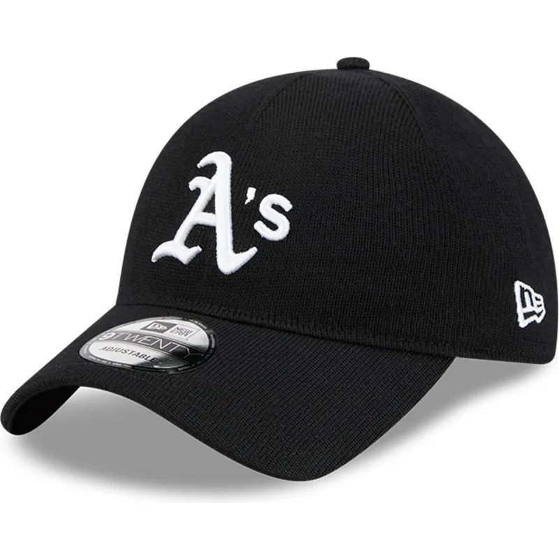 sort-justerbar-kurvet-kasket-9twenty-merino-wool-fra-oakland-athletics-mlb-fra-new-era