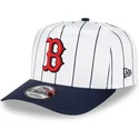 hvid-og-marinebla-buet-kasket-snapback-9fifty-a-frame-satin-pinstripe-fra-boston-red-sox-mlb-fra-new-era