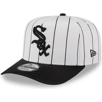 Chicago White Sox MLB New Era 9FIFTY A Frame Satin Pinstripe hvid og sort snapback kasket