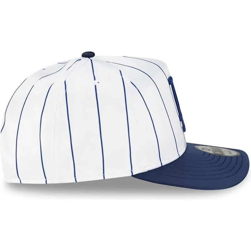 hvid-og-bla-buet-kasket-snapback-9fifty-a-frame-satin-pinstripe-fra-los-angeles-dodgers-mlb-fra-new-era