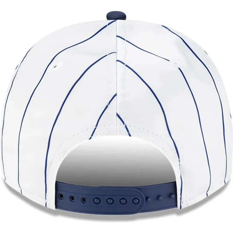 hvid-og-bla-buet-kasket-snapback-9fifty-a-frame-satin-pinstripe-fra-los-angeles-dodgers-mlb-fra-new-era