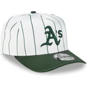 hvid-og-gron-buet-kasket-snapback-9fifty-a-frame-satin-pinstripe-fra-oakland-athletics-mlb-fra-new-era