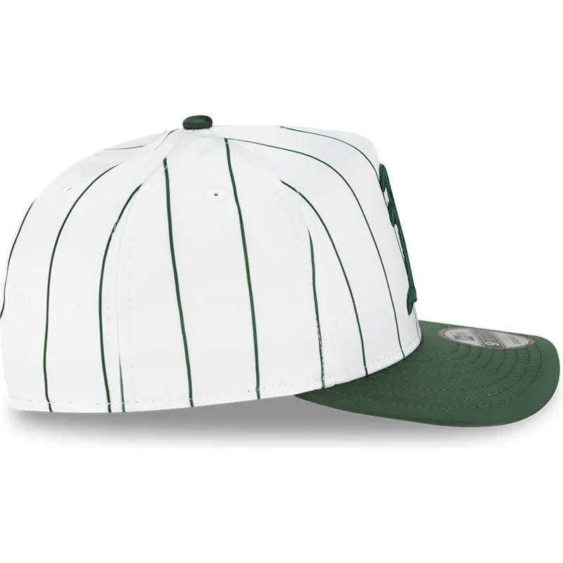 hvid-og-gron-buet-kasket-snapback-9fifty-a-frame-satin-pinstripe-fra-oakland-athletics-mlb-fra-new-era