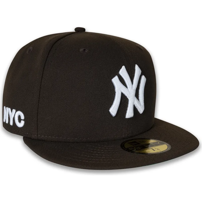 flad-brun-fitted-kasket-59fifty-nyc-side-fra-new-york-yankees-mlb-af-new-era