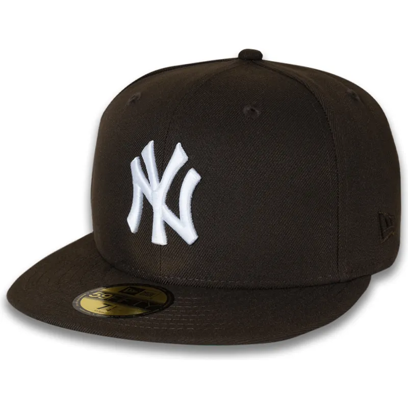 flad-brun-fitted-kasket-59fifty-nyc-side-fra-new-york-yankees-mlb-af-new-era