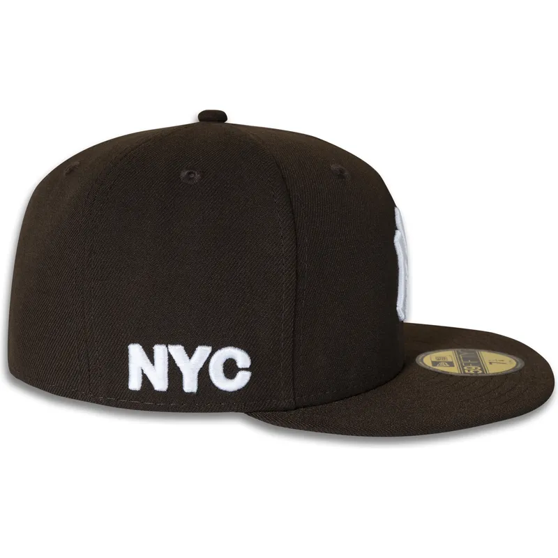 flad-brun-fitted-kasket-59fifty-nyc-side-fra-new-york-yankees-mlb-af-new-era