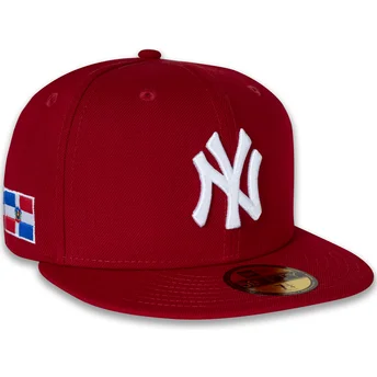 Flad rød fitted kasket 59FIFTY Side Dominican Republic fra New York Yankees MLB af New Era