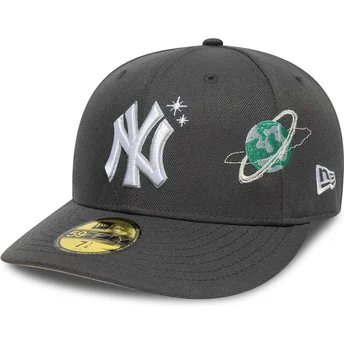New Era New York Yankees MLB 59FIFTY Planet Icon grå buet tilpasset kasket