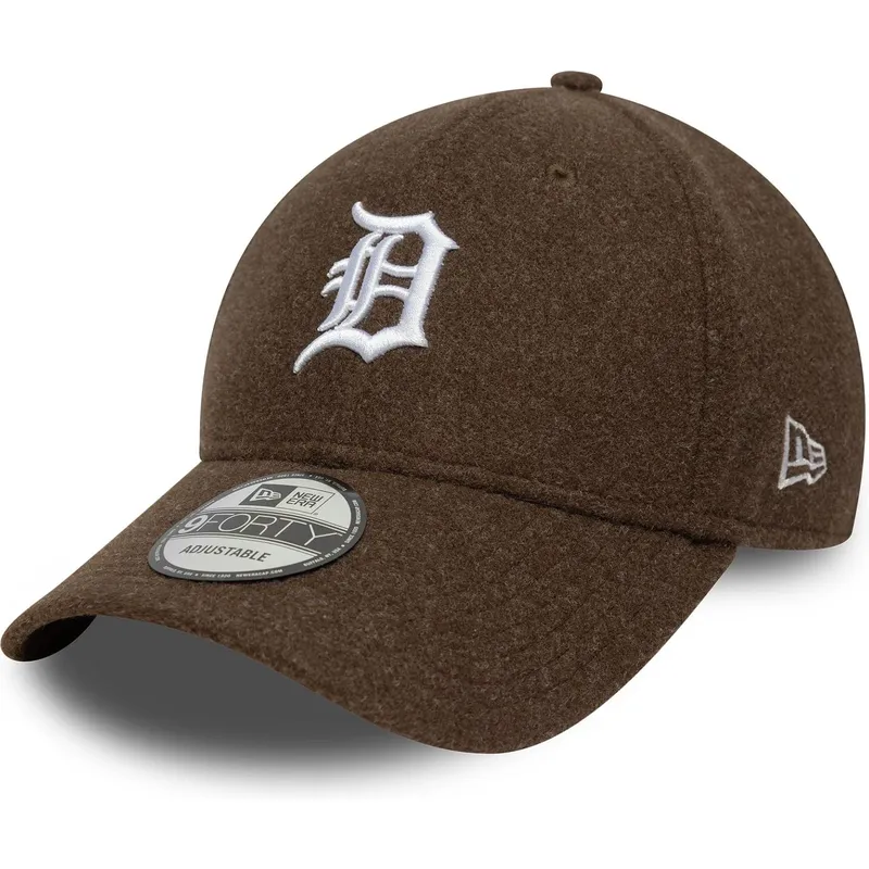 brun-buet-snapback-kasket-9forty-melton-wool-fra-detroit-tigers-mlb-fra-new-era