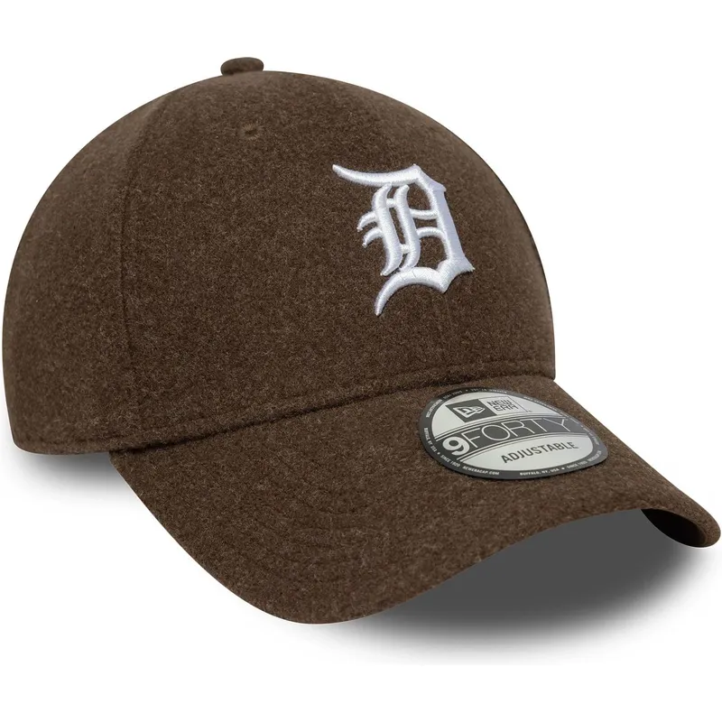brun-buet-snapback-kasket-9forty-melton-wool-fra-detroit-tigers-mlb-fra-new-era